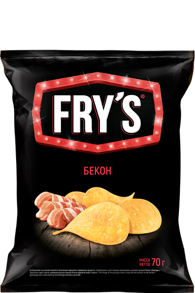 Чипсы из натурального картофеля «FRY’S» со вкусом «Бекон» 70г